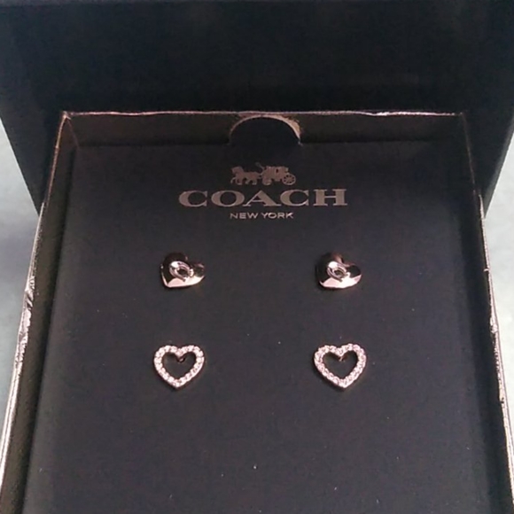 Coach Heart Stud Earrings Set, 2 pair - Picture 2 of 4